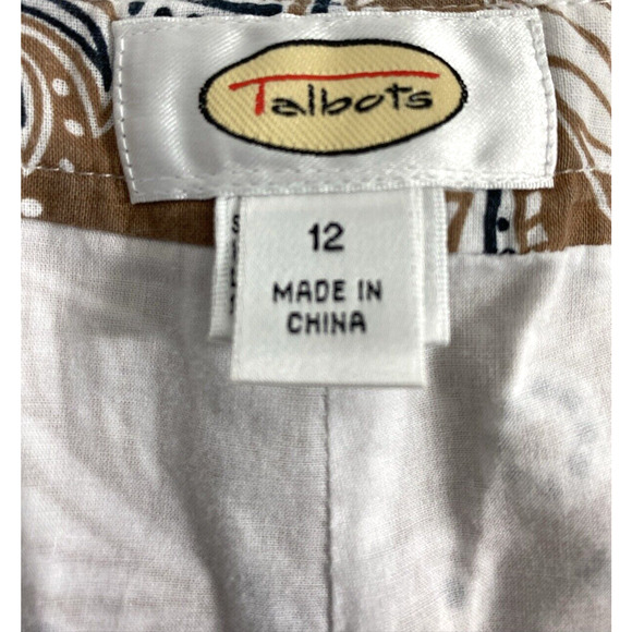 Talbots Pants Womens Size 12‎ Brown Black Floral Wide Leg Slacks Casual Cotton - Picture 3 of 10